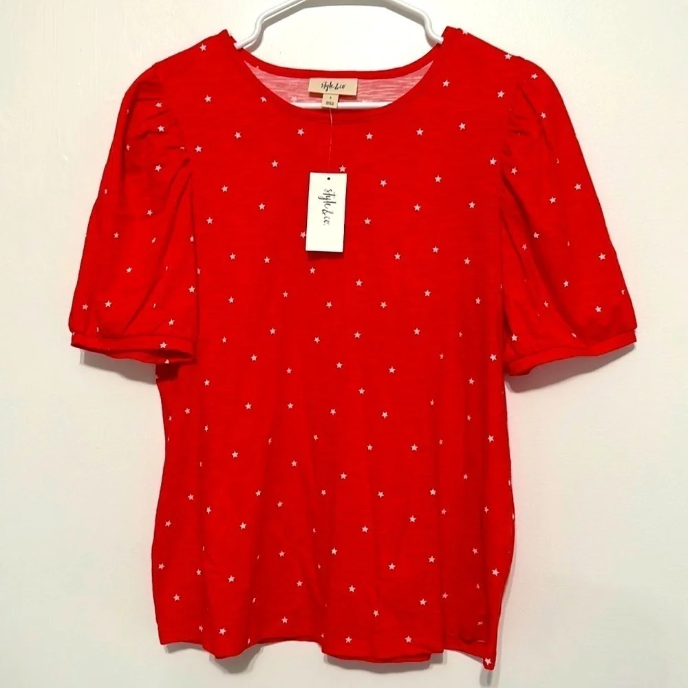 Style & co red star blouse - Picture 1 of 4